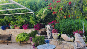 balcone e cortile fiorito